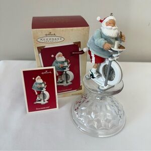 Hallmark Keepsake 2003 Snackercize Santa Ornament Wind Up Mint in Box Christmas
